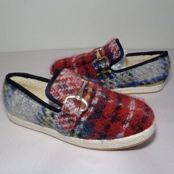 Steve Madden Size 7 M PAXTYN Red Plaid New Loafers - Picture 1 of 14